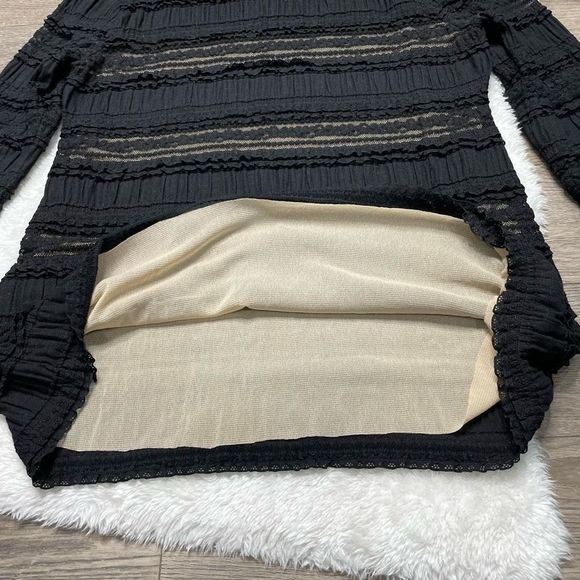 Max Studio Black Lace Stretchy Long Sleeve Lined Elegant - Picture 5 of 9